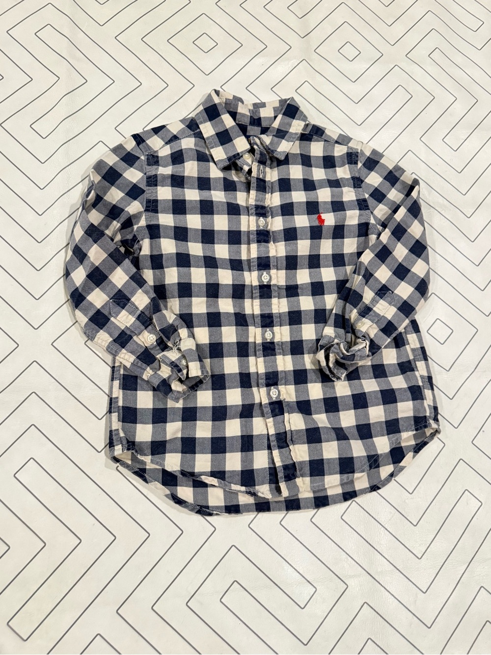 Polo Ralph Lauren Navy & Cream Plaid Longsleeve Button-Down